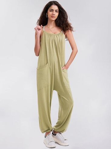 Byinns حريمي 2024 بدون أكمام حللا كاجوال قابلة للتعديل حزام سباغيتي فضفاض طويل سروال قصير مع جيوب in Kuwait