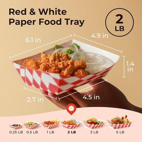 Fit Meal Prep [250 Pack] 2 lb Paper Food Boats Heavy Duty Disposable Food Trays, Red Check Nacho Tray for Parties Fairs Picnics Carnivals Holds Tacos Nachos Fries Hot Dogs Grease Resistant in Saudi Arabia