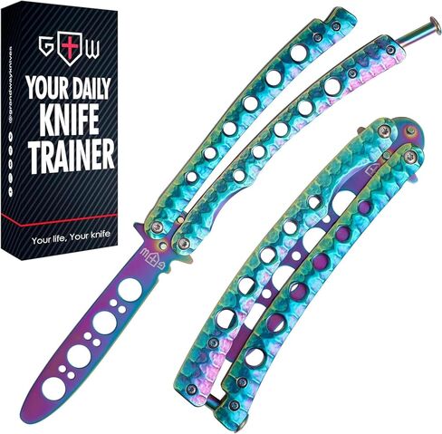 Grand Way Butterfly Trainer – Balisong Trainer – Practice Butterfly – Balisong Butterfly Knives NOT Real NOT Sharp Blade – Dull Trick Butterfly – Butter Fly Training CSGO K08 in Saudi Arabia