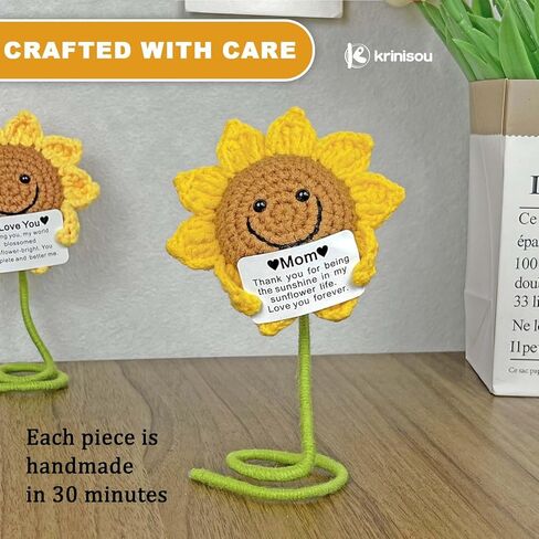 هدايا عيد ميلاد عباد الشمس من الكروشيه للأم، هدايا للأمهات من ابنتها، أفكار هدايا مدروسة لزهرة الشمس من الكروشيه للأم 1 قطعة in Kuwait