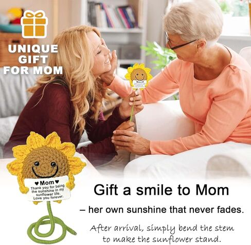 هدايا عيد ميلاد عباد الشمس من الكروشيه للأم، هدايا للأمهات من ابنتها، أفكار هدايا مدروسة لزهرة الشمس من الكروشيه للأم 1 قطعة in Kuwait