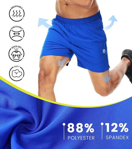 Nepest Men’s Running Athletic Shorts with Zipper Pockets 5 Inch Inseam Linerless Dry Fit Drawstring Workout Gym Shorts in Saudi Arabia