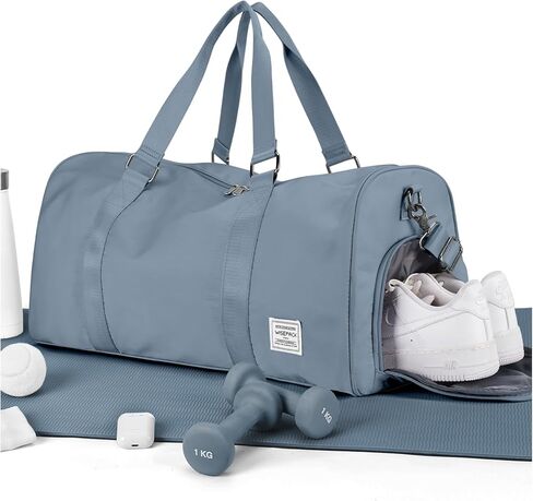 حقيبة رياضية للنساء، حقائب رياضية من القماش الخشن مع حجرة للأحذية وحقيبة للأغراض الشخصية يمكن حملها طوال الليل مع حقيبة أدوات الزينة وحقيبة سفر لعطلة نهاية الأسبوع للطائرات باللون الأزرق الداكن in Kuwait