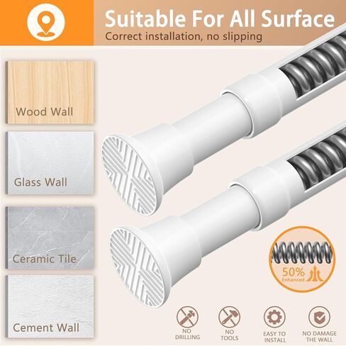 Black Spring Curtain Tension Rod 18-36 inch,Small Tension Rod for Windows,No Drilling Spring Tension rod,Adjustable Curtain Rod Tension Rod in Saudi Arabia