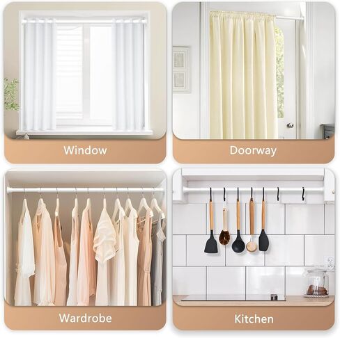 Black Spring Curtain Tension Rod 18-36 inch,Small Tension Rod for Windows,No Drilling Spring Tension rod,Adjustable Curtain Rod Tension Rod in Saudi Arabia