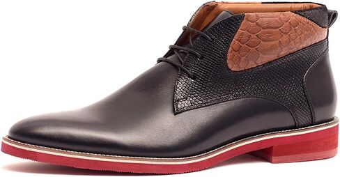 Carlos Santana Morello Lace-Up Traditional Chukka Boots for Men | Lightweight EVA Outsole & Cushion Comfort Leather Footbed | With Crocodile Print on Calfskin Leather in Saudi Arabia