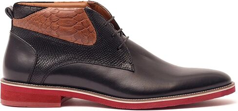 Carlos Santana Morello Lace-Up Traditional Chukka Boots for Men | Lightweight EVA Outsole & Cushion Comfort Leather Footbed | With Crocodile Print on Calfskin Leather in Saudi Arabia