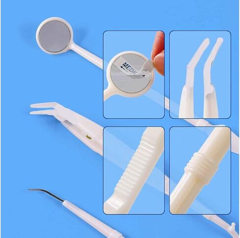 Disposable Dental Examination Kit, 3Pcs Basic Instruments Set, Sterile Packaging, Dental Mirror Explorer Probe Plier, Oral Cleaning Hygiene Kit Dentist Tools in Saudi Arabia