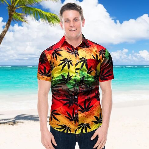 Mens Tropical Outfit Hawaiian Shirts and Shorts Set with Bucket Hats 3 Pieces Flower Print Button Down Beach Suit in Saudi Arabia