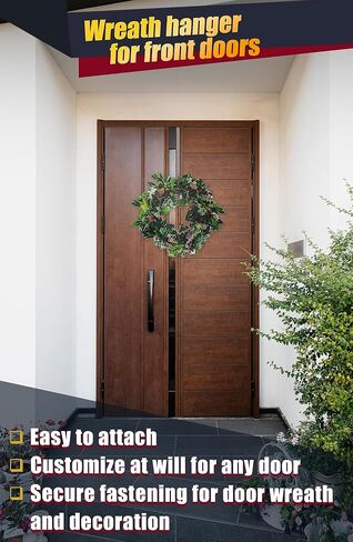 Wreath Door Hanger for Front Door Non Scratch, Adjustable Wreath Hanger for Easter Halloween Christmas Decoration, Metal Wreath Hook Over The Door Inside Outside in Saudi Arabia