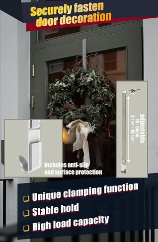 Wreath Door Hanger for Front Door Non Scratch, Adjustable Wreath Hanger for Easter Halloween Christmas Decoration, Metal Wreath Hook Over The Door Inside Outside in Saudi Arabia
