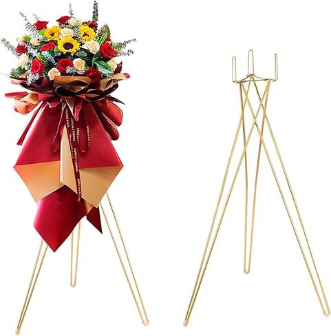 2 Pcs Gold Flower Stand Display -41.3IN Flower stand for wedding, Metal Flower display stand for Wedding bases para arreglos florales flower stand display gold centerpieces for wedding in Saudi Arabia
