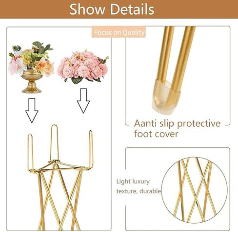 2 Pcs Gold Flower Stand Display -41.3IN Flower stand for wedding, Metal Flower display stand for Wedding bases para arreglos florales flower stand display gold centerpieces for wedding in Saudi Arabia