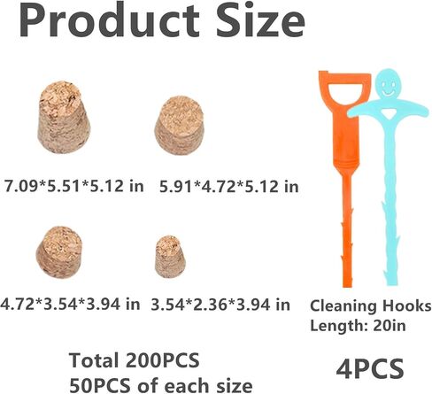 204 PCS Carpenter Bee Corks Sets 4 Size Soft Wood Corks Carpenter Bee Hole Plugs Tapered Cork for Blocking Bee Holes in Saudi Arabia