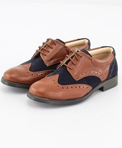 Boys Suede Patent Dress Shoes Lace Up Brogue Formal Wedding Footwear in Saudi Arabia