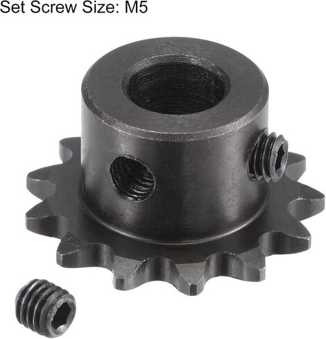 uxcell 13 Tooth Roller Sprocket B Type, 25 Chain, Single Strand 1/4" Pitch, 10mm Bore Black Oxide C45 Carbon Steel with Set Screws for ISO 04C in Kuwait