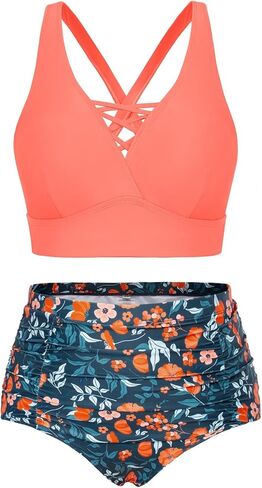 Hanna Nikole Bikini Sets for Women Plus Size Front Strappy Two Piece Bathing Suits High Waist Tummy Control Swimsuit in Saudi Arabia
