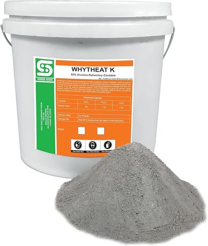 أسمنت حراري قابل للصب - 60% أسمنت ألومينا هيدروليكي كثيف قابل للصب - تصنيف 2912 درجة فهرنهايت - أسمنت عالي الحرارة لفرن المسبك، فرن، مدفأة، فرن البيتزا، بطانة تشكيل - 22 رطلًا in Kuwait