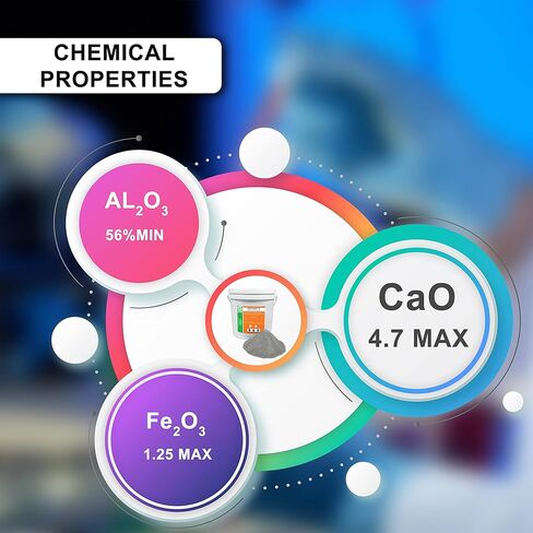 أسمنت حراري قابل للصب - 60% أسمنت ألومينا هيدروليكي كثيف قابل للصب - تصنيف 2912 درجة فهرنهايت - أسمنت عالي الحرارة لفرن المسبك، فرن، مدفأة، فرن البيتزا، بطانة تشكيل - 22 رطلًا in Kuwait