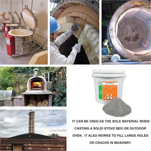 أسمنت حراري قابل للصب - 60% أسمنت ألومينا هيدروليكي كثيف قابل للصب - تصنيف 2912 درجة فهرنهايت - أسمنت عالي الحرارة لفرن المسبك، فرن، مدفأة، فرن البيتزا، بطانة تشكيل - 22 رطلًا in Kuwait