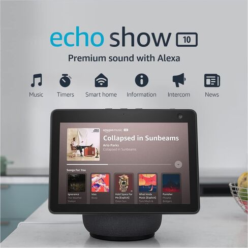 أمازون إيكو شو 10 (الجيل الثالث) | شاشة ذكية عالية الدقة مع صوت وحركة وAlexa | فحم in Saudi Arabia