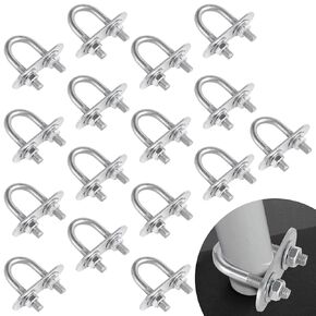 16 Pcs Round U Bolts, (M6 x 16 mm x 46 mm) Galvanized Steel M6 Bend U Clamp Bolts with Nuts, Plates, and Washers, Sturdy U Bolts for Boat Trailer, Tube, 0.63" (16mm) Inner Width & 1.81" (46mm) Length