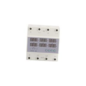 3 Phase DIN Rail Voltmeter Voltage and Current Protector Digital Display 3 Phase Voltage Monitoring Sequence Relay AC 390‑500V (63A)