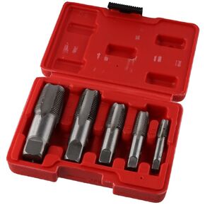 FEIYING 5-Piece NPT Pipe Tap Set,1/8", 1/4", 3/8", 1/2", 3/4" Pipe Tap Set,Precision Carbon Steel NPT Tap Set,with Durable Plastic Case