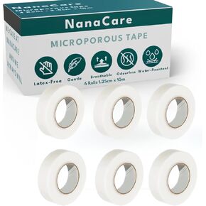 Paper Surgical Tape 1/2 inch x 11yd (6 Rolls) +10pc Gauze Pads | Microporous Micropore Tape | Earring Tape |Medical Tape for Skin, Dressings,Face, Wound Care | First Aid bandage Tape