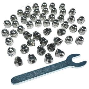 25pcs M8-1.25 Acorn Cap Nuts,M8-1.25 Cap Nuts,Acorn Hex Cap Dome Head Nuts,Dome Nuts,304 Stainless Steel Acorn Nuts,Hardware Nuts,18-8,Bright Finish with Open End Wrench