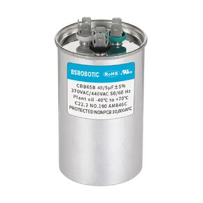 40/5 440v CBB65B AC Capacitor - 40+5 uf ±5% MFD 370/440 Volt Dual Run Round Capacitor, CBB65 Dual Run Circular Start Capacitor for AC Motor Run or Fan Start or Condenser Straight