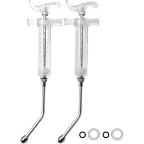 2 pcs Reusable Goats Syringe for Goat, 2 Drench Nozzle Adjustable Dosage Drench Gun Syringe for Sheep (Clear 20ML)