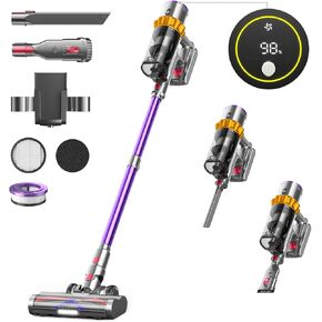 Cordless Vacuum Cleaner, 550W/45Kpa Vacuum Cleaners for Home with LED Screen, Up to 60 Mins Runtime, Noise Reduction Tech, 1.6L Dust Cup, Anti-Tangle Stick Vacuum for Pet Hair Carpet and Hardfloor