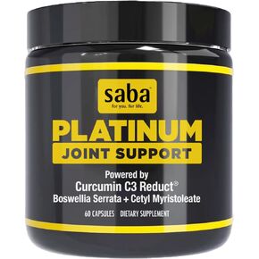 Saba Platinum - Total Body & Active Lifestyle Joint Support, Healthy Inflammation Response, with High Absorption Curcumin C3 Reduct, Boswellia, Cetyl Myristoleate, Vitamin D, Bio Perine - 60 Capsules