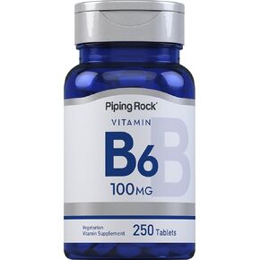 Piping Rock Vitamin B6 100mg Supplement | 250 Tablets | as Pyridoxine Hydrochloride | Non-GMO & Vegeterian Formula