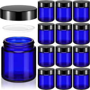 Norme 48 Pcs 4 oz Glass Jars with Lids Leakproof Round Airtight Jars Empty Cosmetic Jars with Inner Liners Lid for Storing Lotions Powder Ointments Candle Making (Black,Amber)