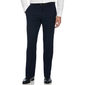 Savane Men's Big & Tall Flat Front Performance No Iron Gabardine Dress Pants with Extendable Waistband
