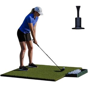 Original Country Club Elite by Real Feel Golf Mat 5x5 ft, Thick Outdoor & Indoor Turf Practice Mat with Real & Rubber Tee Compatibility | Heavy Duty Advanced Rubber Backing Training Mat | Zero Bounce