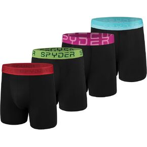 Spyder Mens Boxer Briefs 4 Pack Poly Spandex Performance Boxer Briefs Underwear