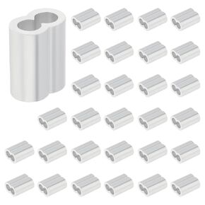 30PCS Aluminum Crimping Loop Sleeves, 6mm Cable Crimps Ferrules Sleeve for 1/4'' Diameter Stainless Steel Wire Rope Clamp Fittings