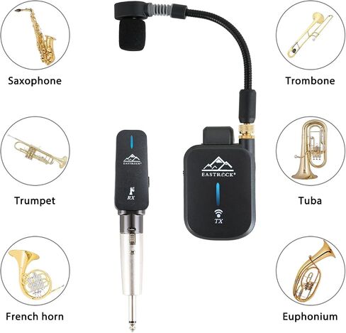 EASTROCK Saxophone Microphone System, 2.4GHz,Coverage to 130 ft/40m, Suitable for Monitor Headphones/Live in Saudi Arabia