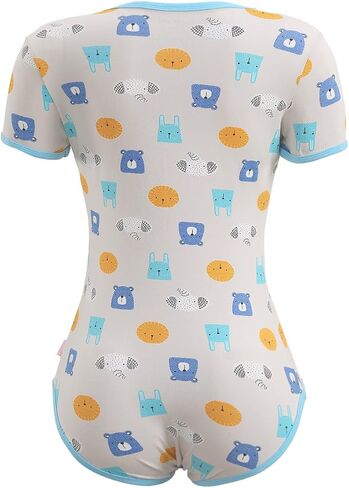 CutiePlusU Cotton Button Crotch Adult Onesie Romper Bodysuit Pajamas Print in Kuwait