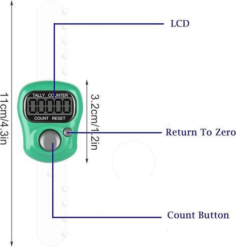 عداد الأصابع الإلكتروني، عداد التسبيح، حزمة من 7 ألوان، شاشة رقمية LCD إلكترونية مكونة من 5 أرقام قابلة لإعادة ضبط عداد تسجيل اليد للجولف، عد البضائع، الحياكة واللفة (7 عبوات) in Saudi Arabia
