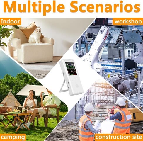جهاز مراقبة جودة الهواء 9 في 1 داخلي، محمول PM2.5، PM10، AQI، CO2، CO، TVOC، HCHO، كاشف الرطوبة ودرجة الحرارة، مراقبة في الوقت الحقيقي، شاشة كبيرة مع تنبيه صوتي، مجموعات اختبار الهواء المنزلي in Kuwait