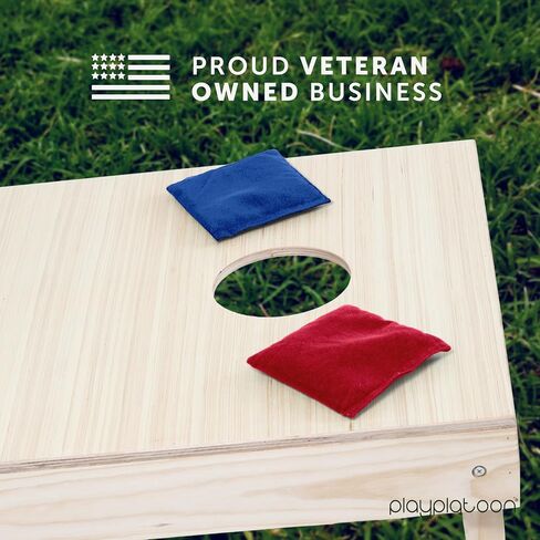 أكياس Play Platoon Cornhole مقاومة للطقس - مجموعة من 8 أكياس فول تنظيمية للرمي - أكياس حبوب الذرة ذات الحجم الاحترافي والوزن بلونين لجميع الأحوال الجوية مع حقيبة حمل in Saudi Arabia