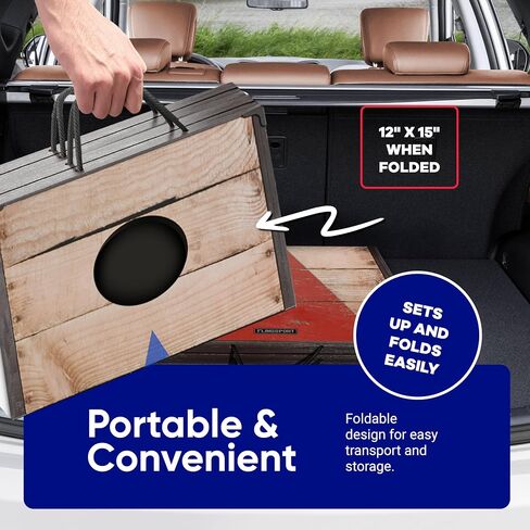 Foldable Cornhole Board Set 24"x15", Wooden MDF Portable Corn Hole Sets Incl. 2 Boards 8 Bean Bags Canvas Material, & Travel Case, Perfect for Indoor & Outdoor Lawn Games, Gifts for Adults & Kids in Saudi Arabia
