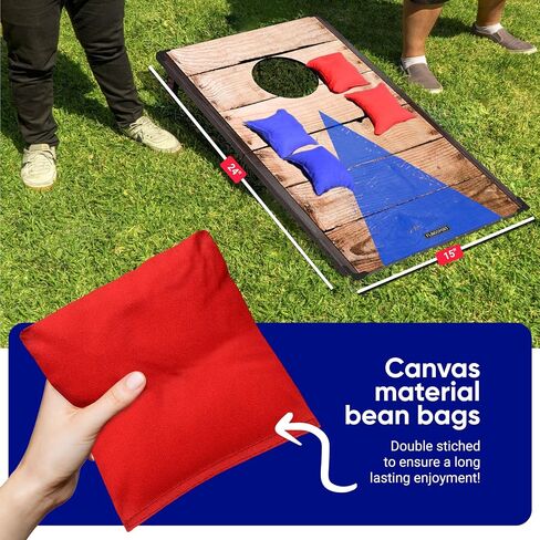 Foldable Cornhole Board Set 24"x15", Wooden MDF Portable Corn Hole Sets Incl. 2 Boards 8 Bean Bags Canvas Material, & Travel Case, Perfect for Indoor & Outdoor Lawn Games, Gifts for Adults & Kids in Saudi Arabia