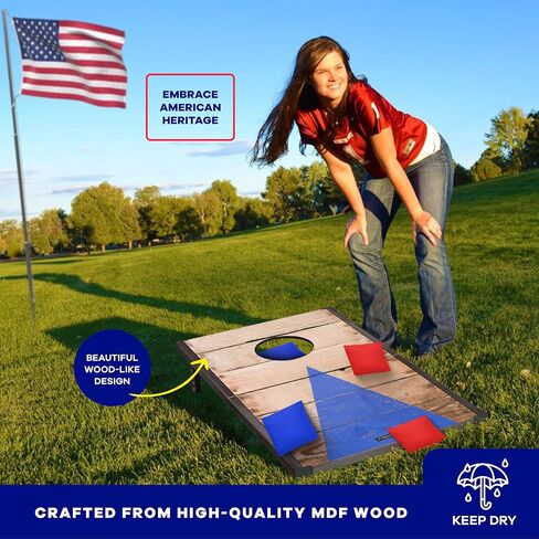 Foldable Cornhole Board Set 24"x15", Wooden MDF Portable Corn Hole Sets Incl. 2 Boards 8 Bean Bags Canvas Material, & Travel Case, Perfect for Indoor & Outdoor Lawn Games, Gifts for Adults & Kids in Saudi Arabia