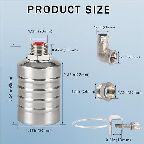 Float Valve,1/2 Water Float Valve,304 Stainless Steel Fully Automatic Water Level Control Float Valve,Mini Automatic Water Level Controller for Water Tank,Pool, Livestock Troughs. in Saudi Arabia
