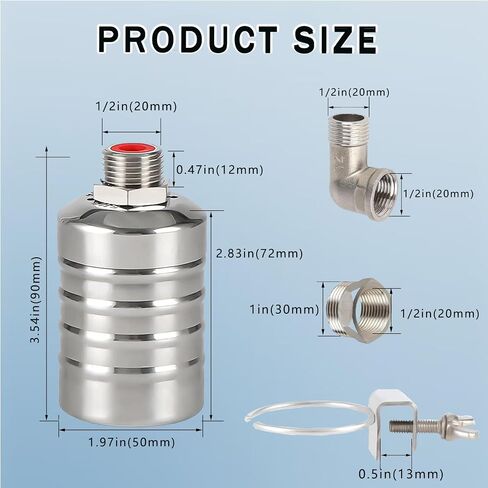 Float Valve,1/2 Water Float Valve,304 Stainless Steel Fully Automatic Water Level Control Float Valve,Mini Automatic Water Level Controller for Water Tank,Pool, Livestock Troughs. in Saudi Arabia